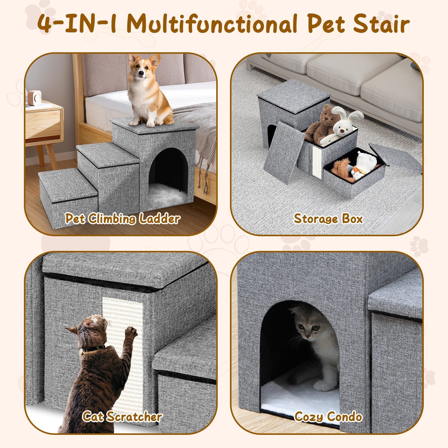 GBruno 4-IN-1 Foldable Dog/Cat Ramp Ladder