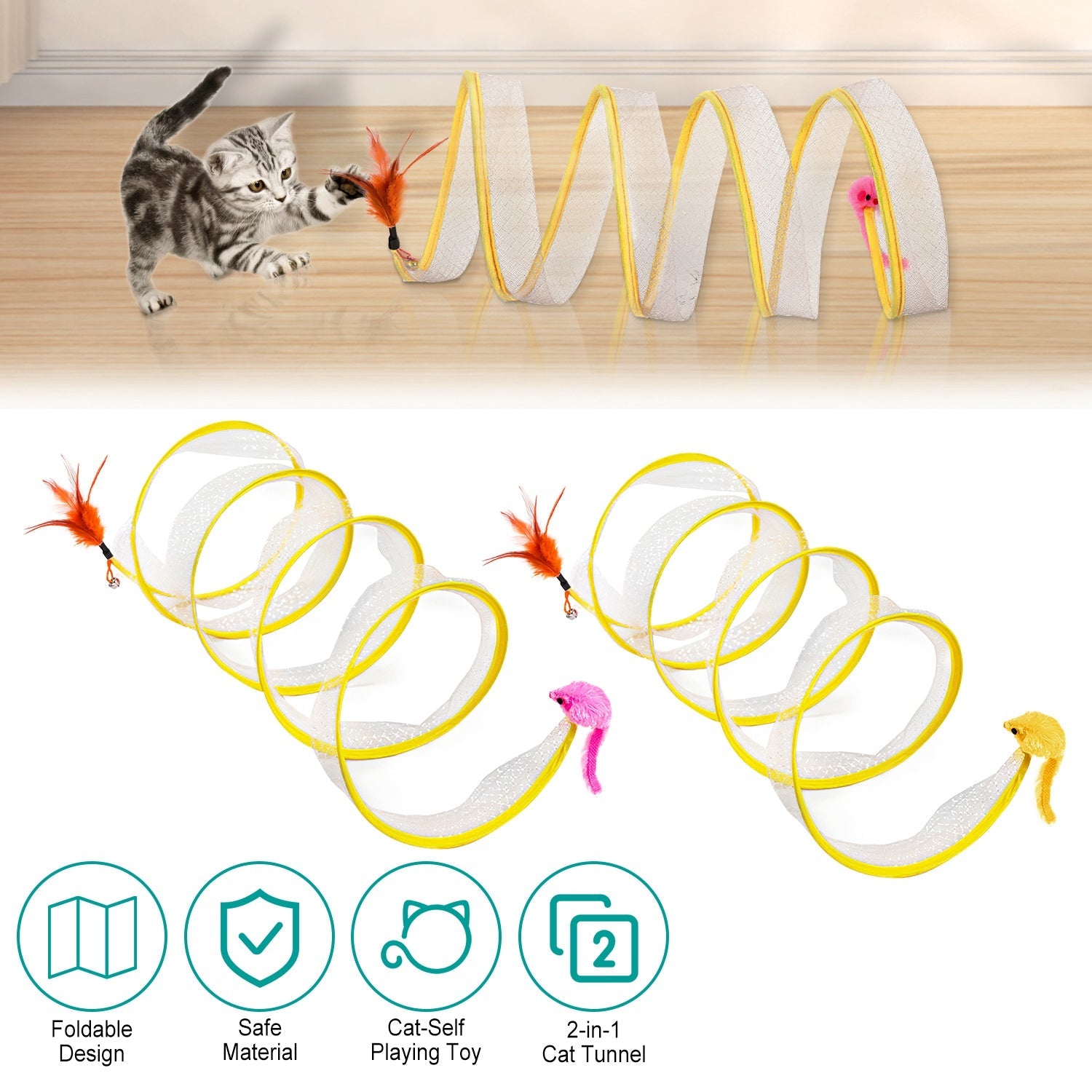 GBruno 2Pcs Foldable Cat Tunnel