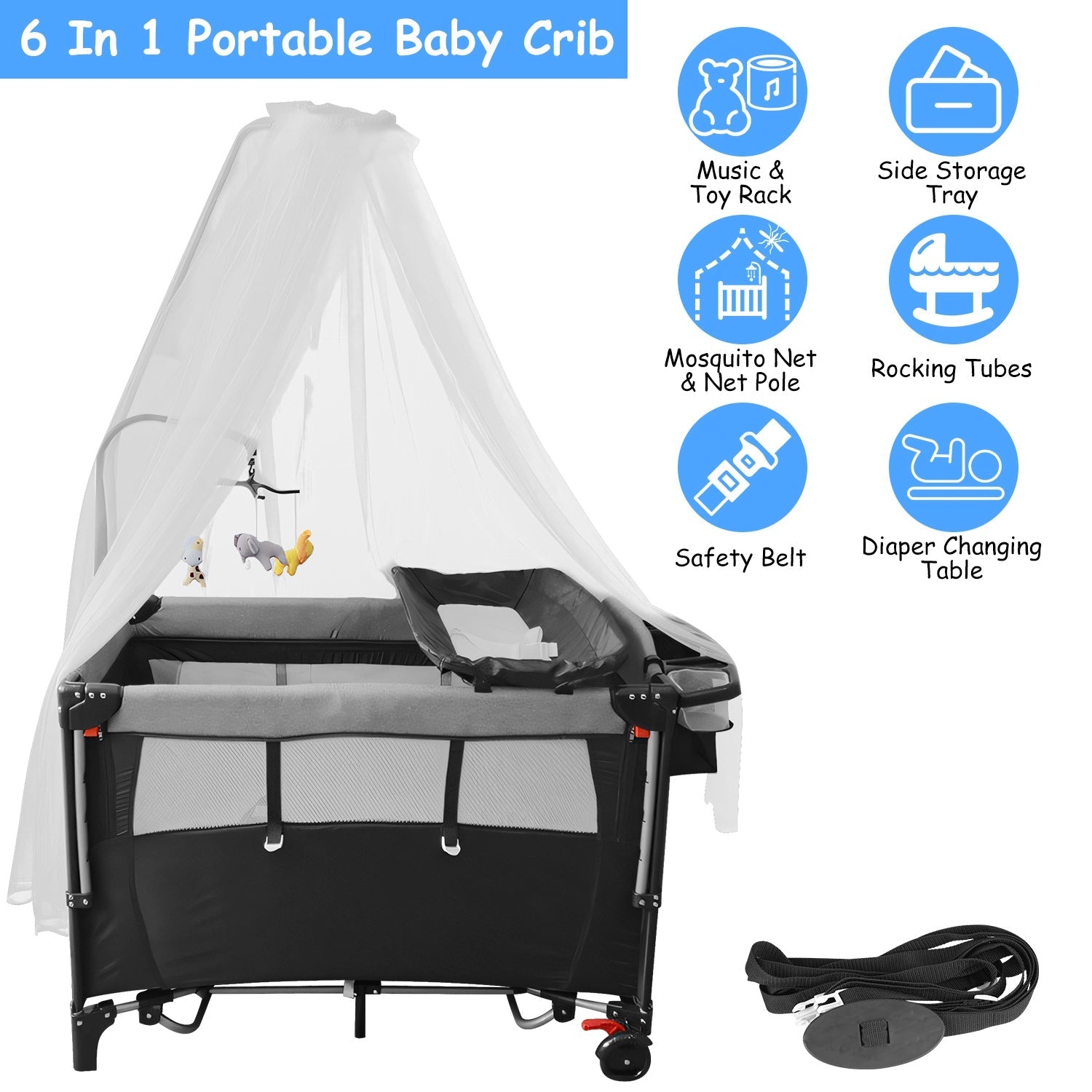 GBruno 6 In 1 Foldable Baby Crib