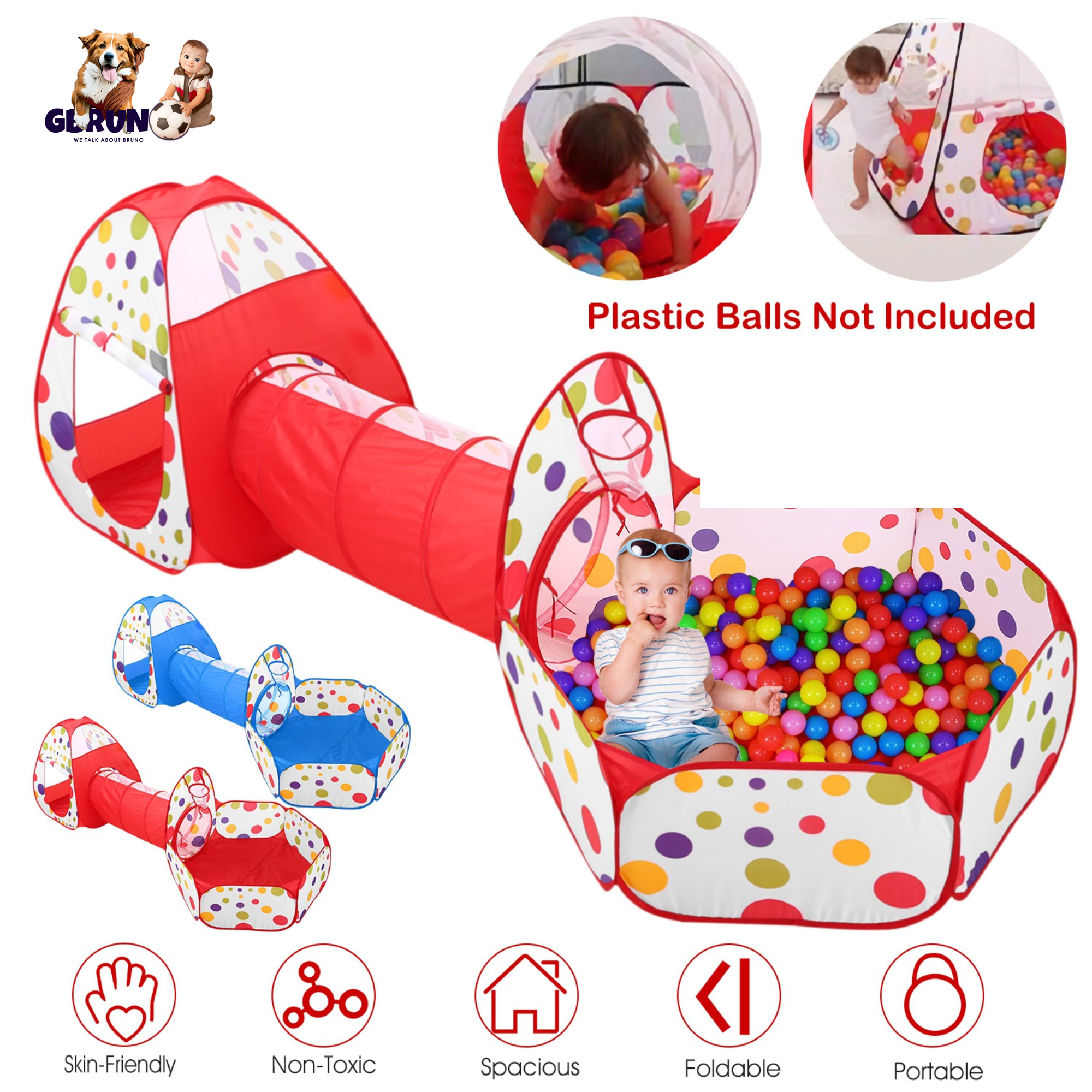GBruno 3 In 1 Child Crawl Tunnel Tent
