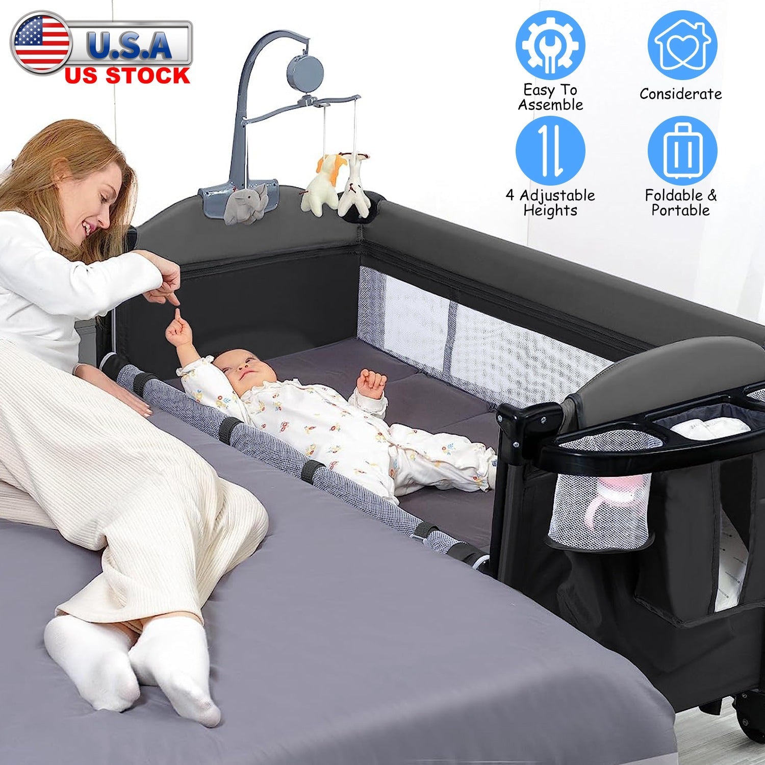 GBruno 6 In 1 Foldable Baby Crib