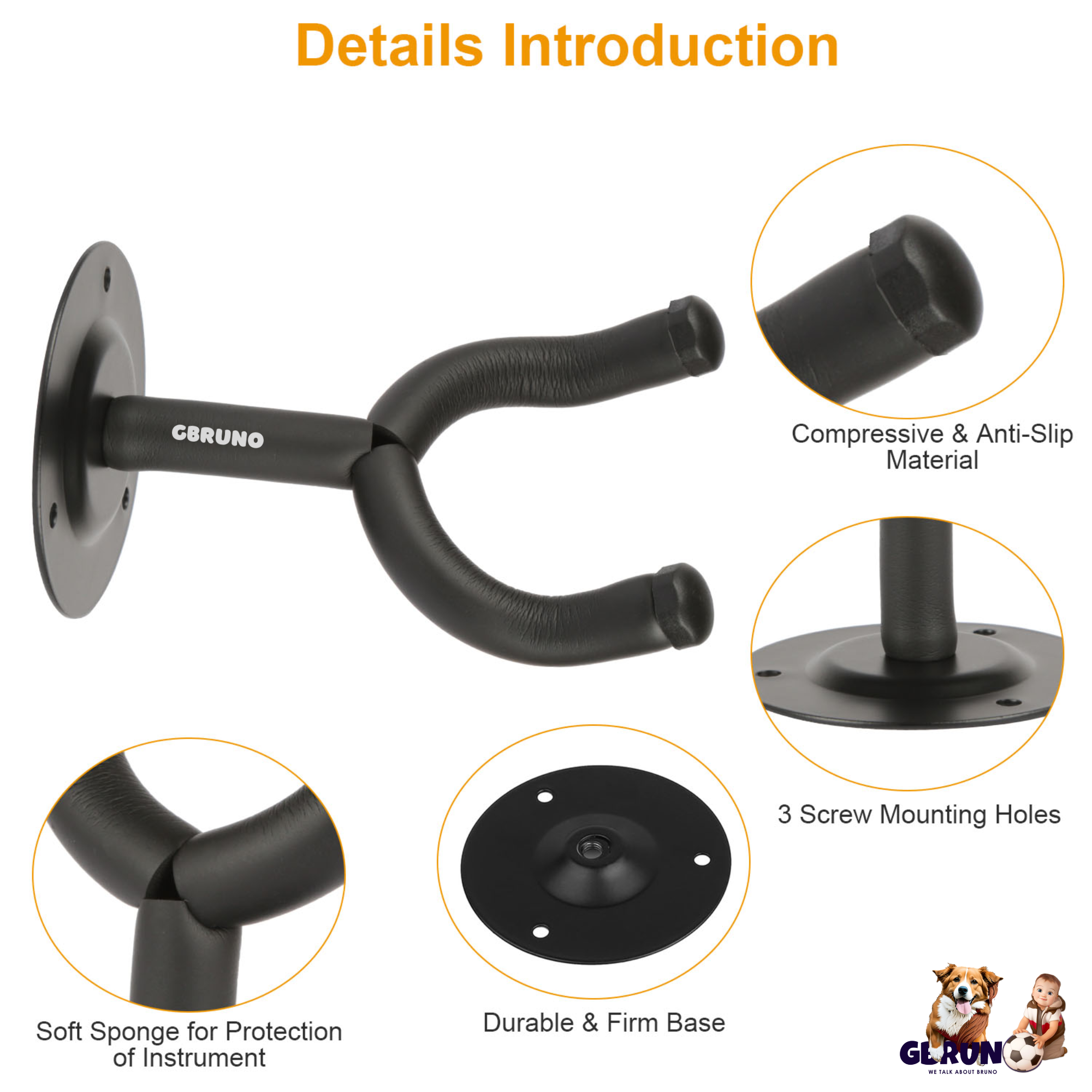 GBruno Wall Mount Guitar Hanger