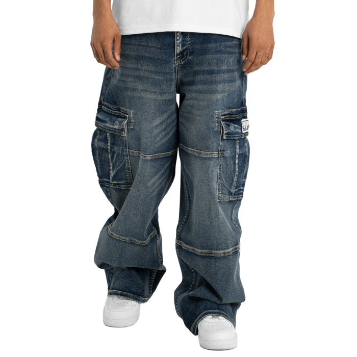 Pro Club Men's Heavyweight Baggy Fit Denim Cargo Pant