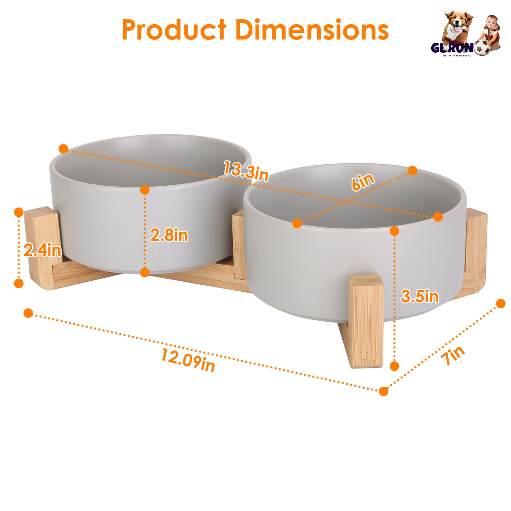 GBruno Double 28.7Oz Ceramic Pet Bowls
