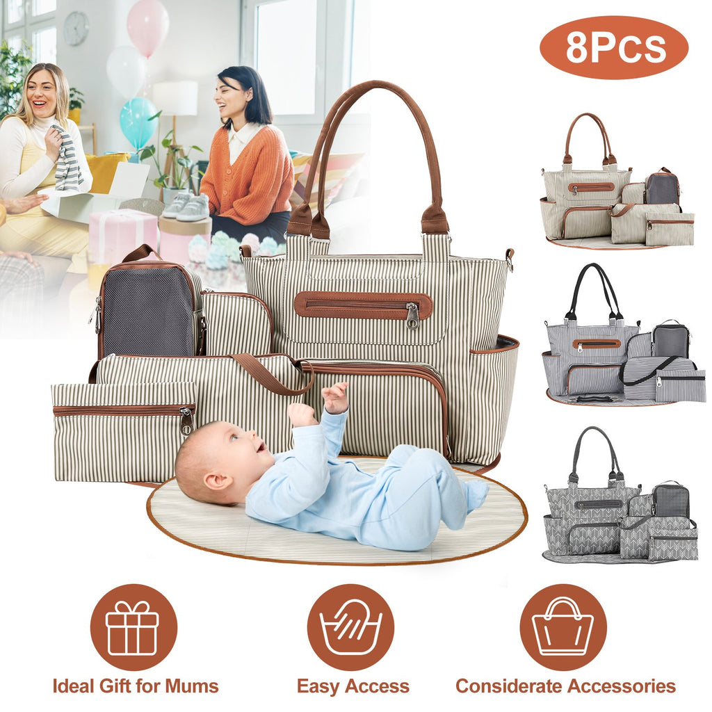 GBruno 8Pcs Baby Nappy Diaper Bags Set