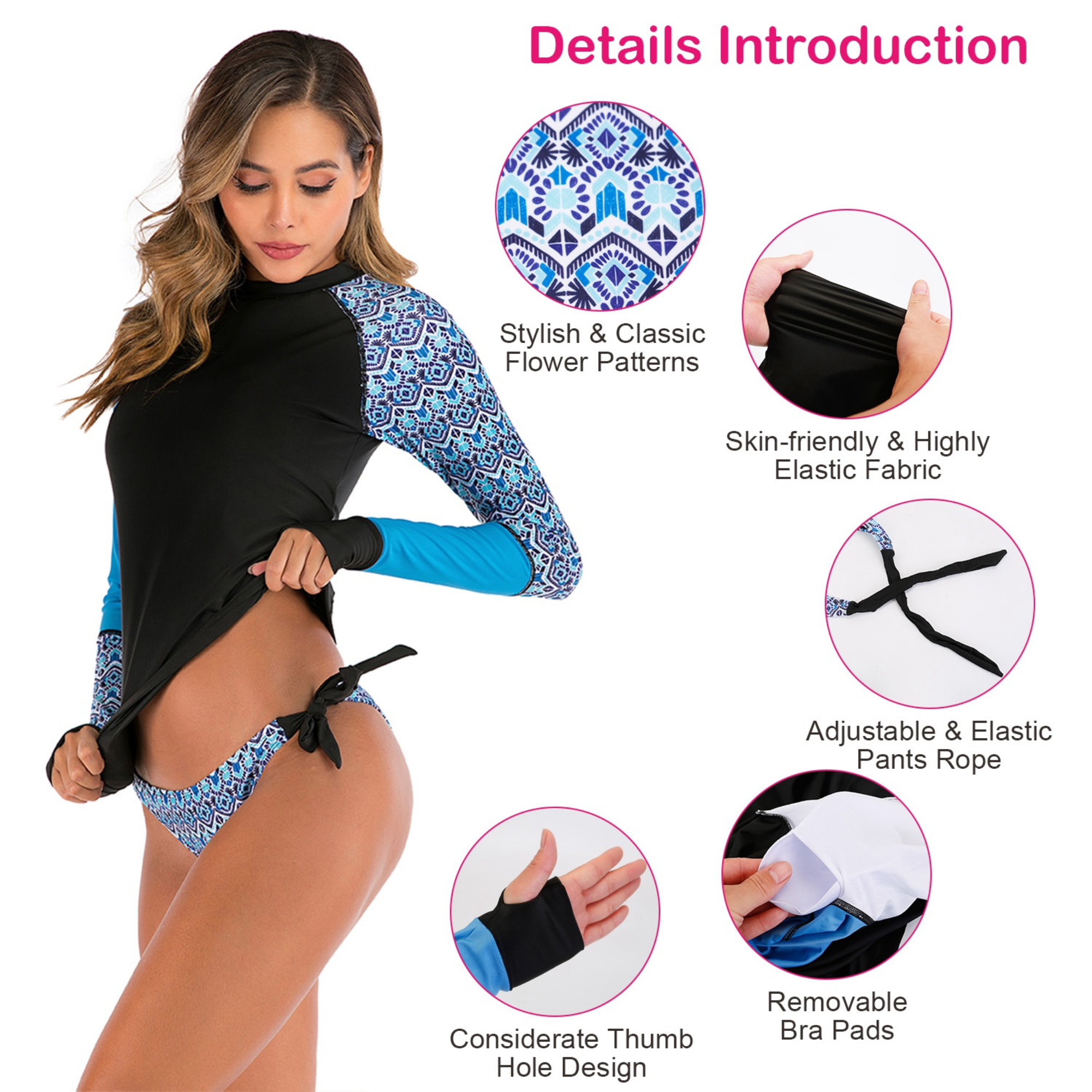 GBruno Women 2 Piece Long Sleeve Swimsuit