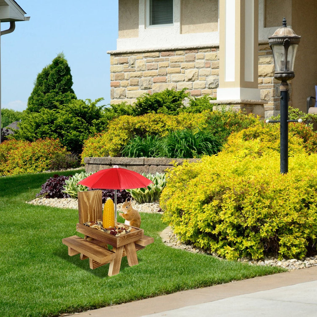 GBruno Squirrel Feeder Wooden Squirrel Picnic Table