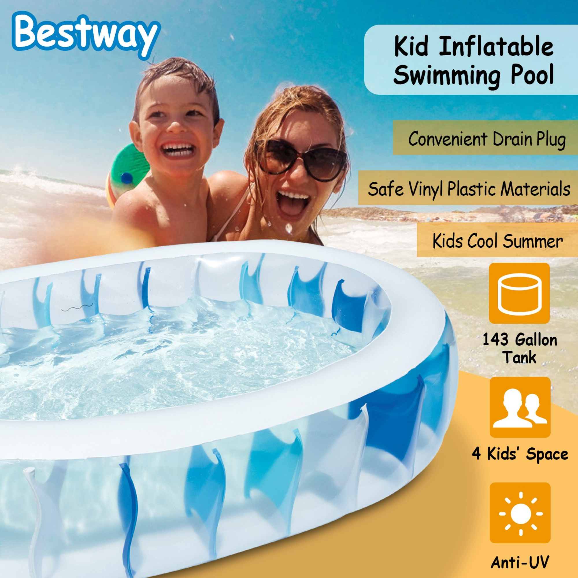 GBruno 90×60×20” Inflatable Swimming Pool