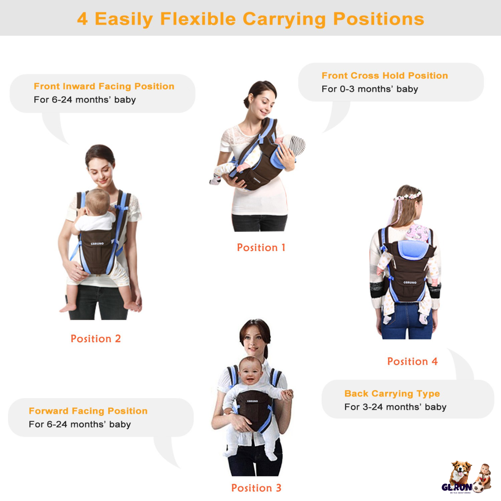 GBruno Baby Carrier Breathable Adjustable Wrap Sling Backpack