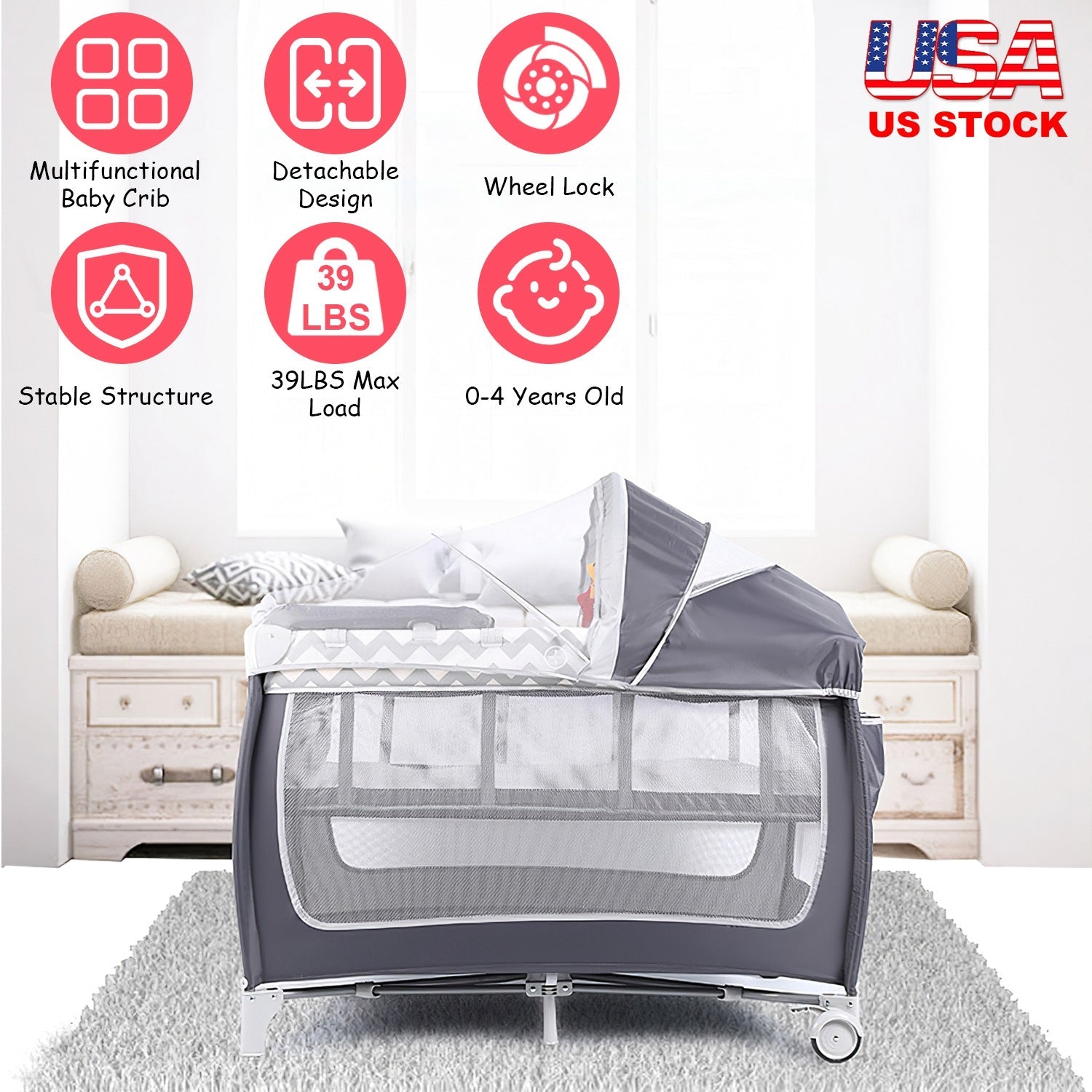 GBruno Portable Baby Crib