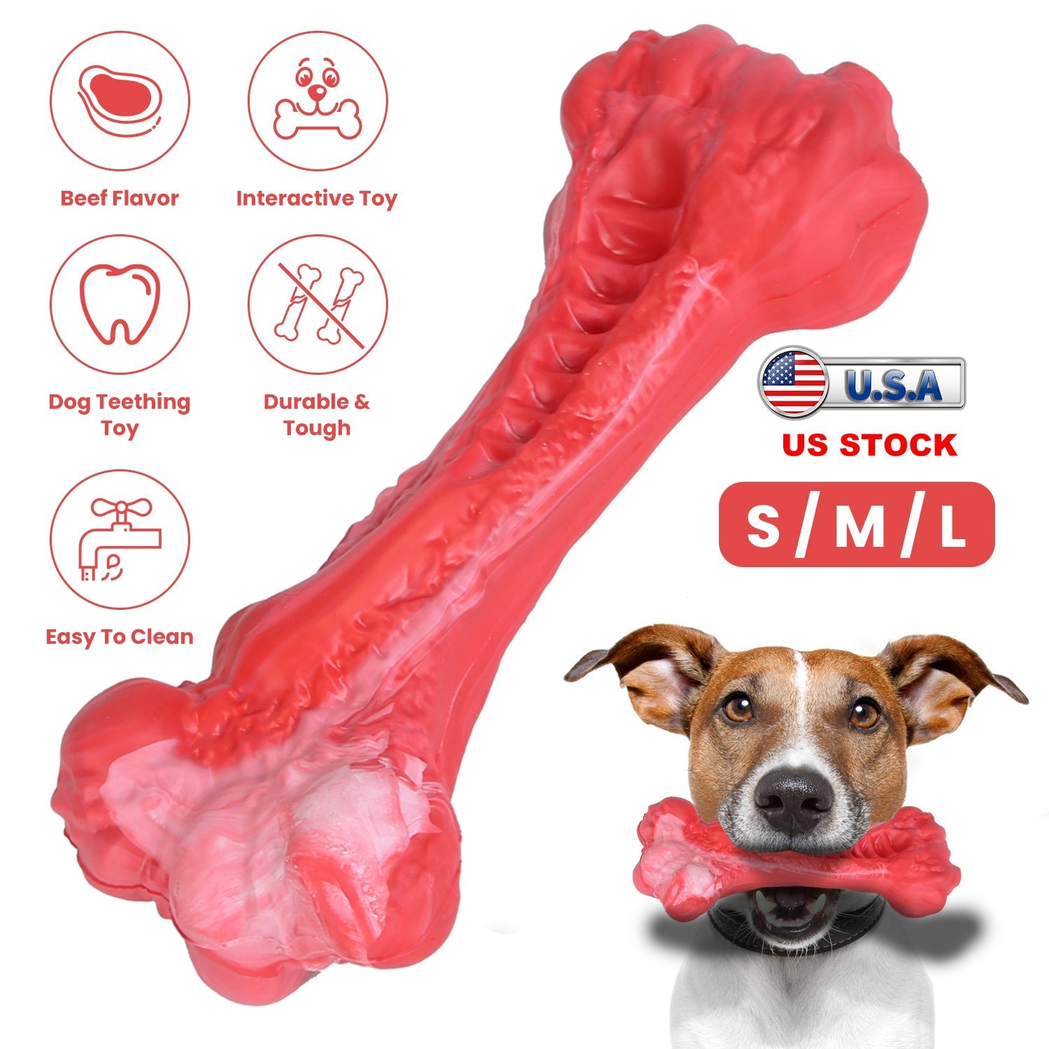 Dog Chew Toy Dog Teething Toy Dog Chew Bone with Beef Flavor Suitable for Aggressive Chewers Small Medium Large Dogs