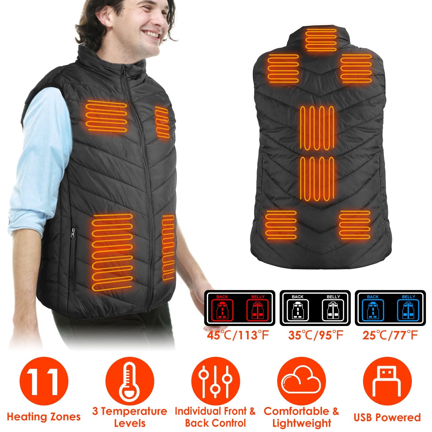 GBruno Heated Vest Electric USB