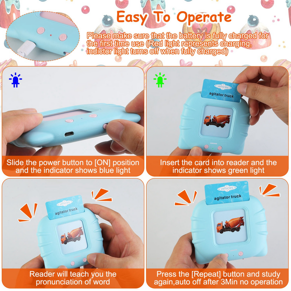 GBruno 224 Words Kid Flash Talking Cards