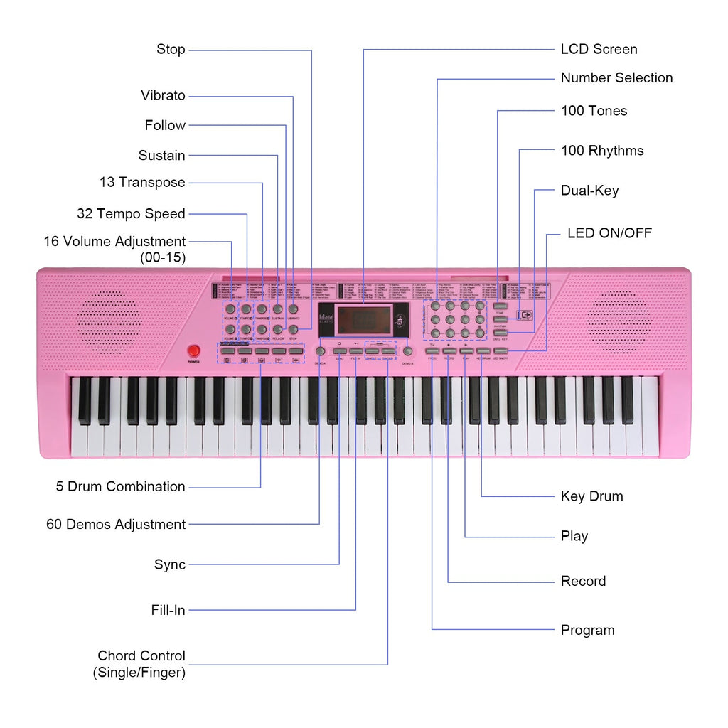 GBruno 61 Keys Digital Music Keyboard