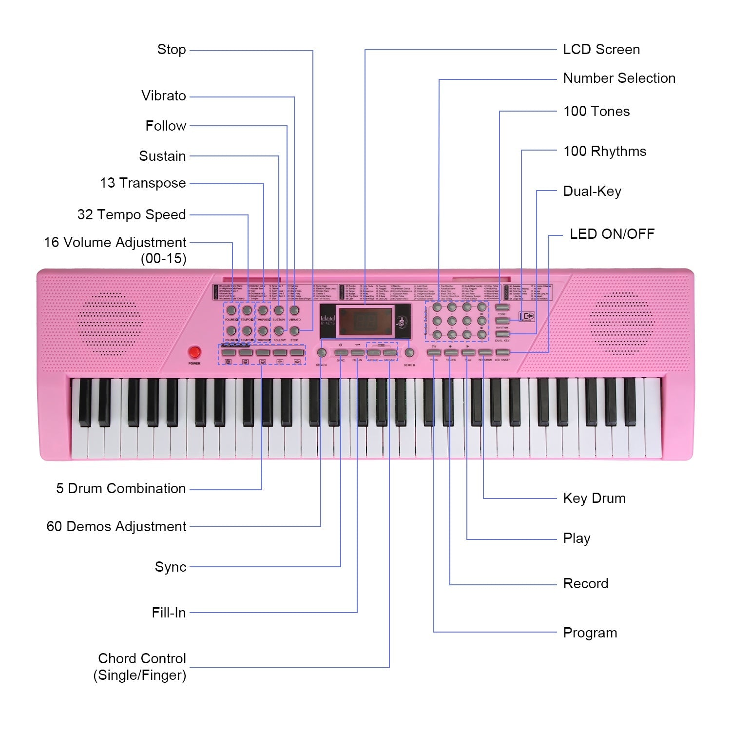 GBruno 61 Keys Digital Music Keyboard