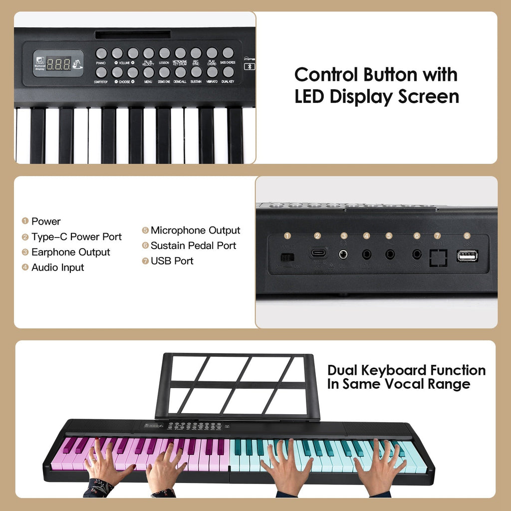 GBruno 61Keys Foldable Electronic Piano Keyboard