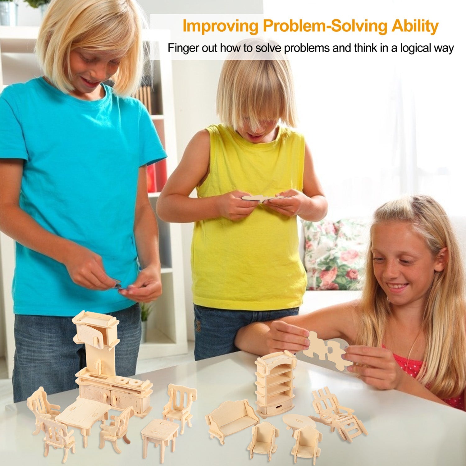 GBruno 3D Wooden Dollhouse Furniture Puzzles