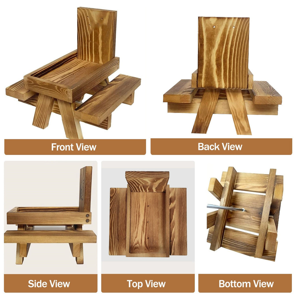 GBruno Squirrel Feeder Wooden Squirrel Picnic Table