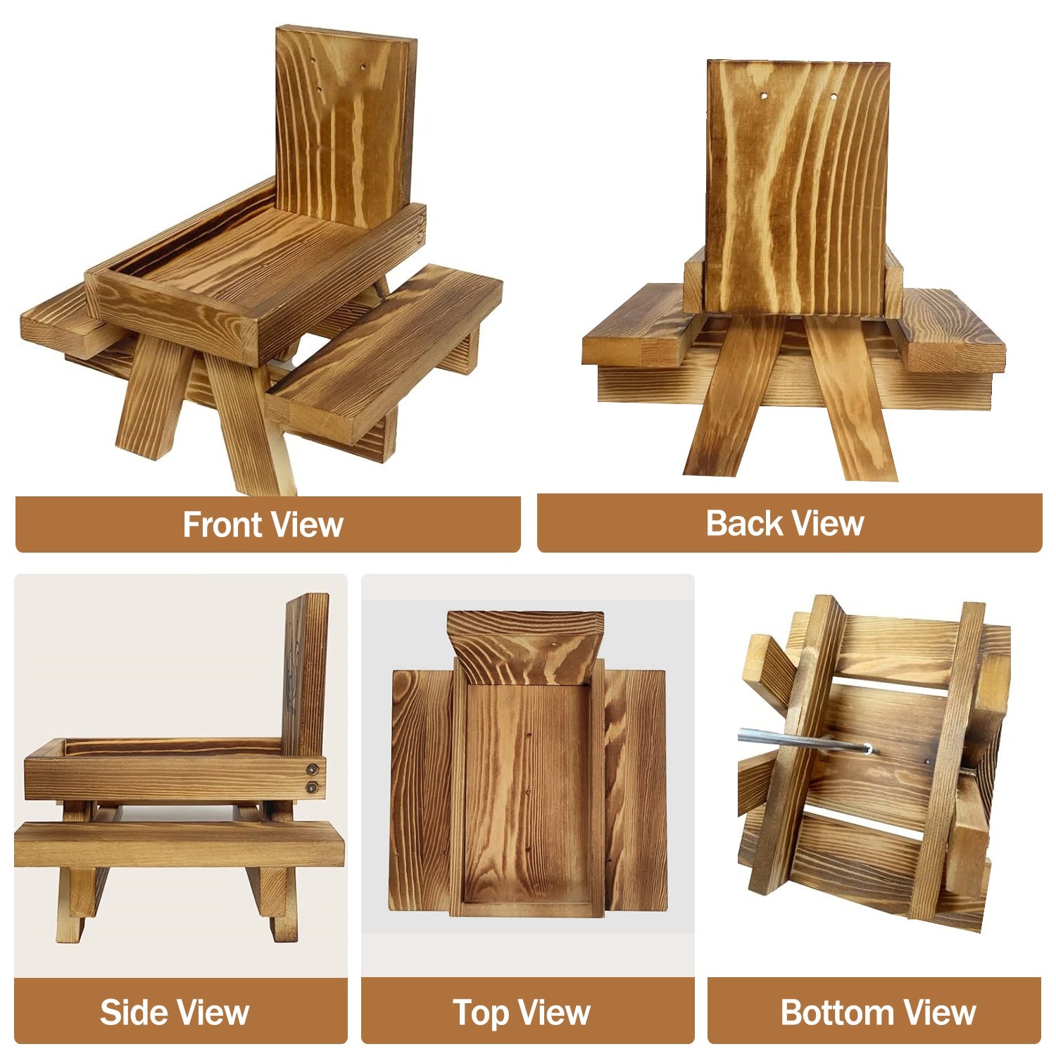 GBruno Squirrel Feeder Wooden Squirrel Picnic Table