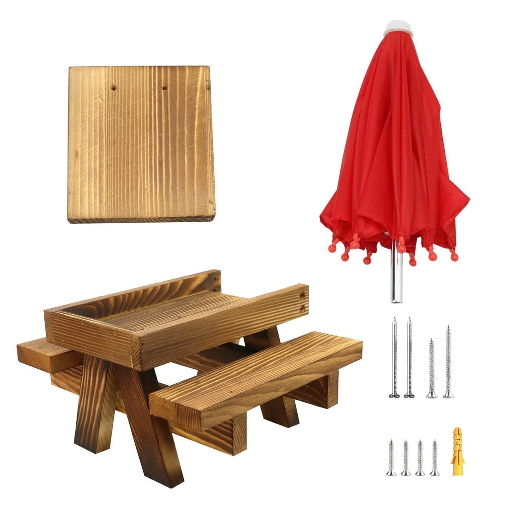GBruno Squirrel Feeder Wooden Squirrel Picnic Table