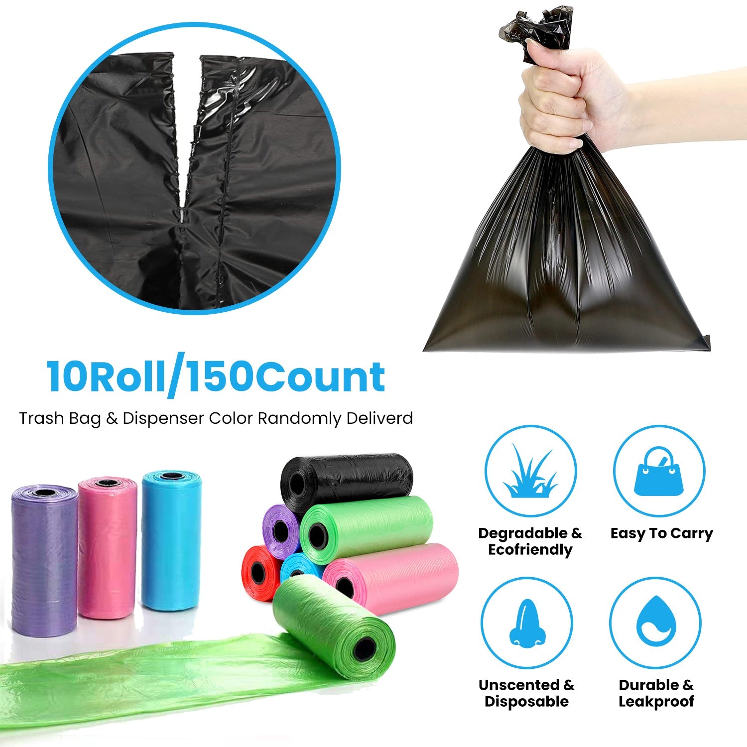 GBruno 10 Rolls 150 Count Dog Waste Bags