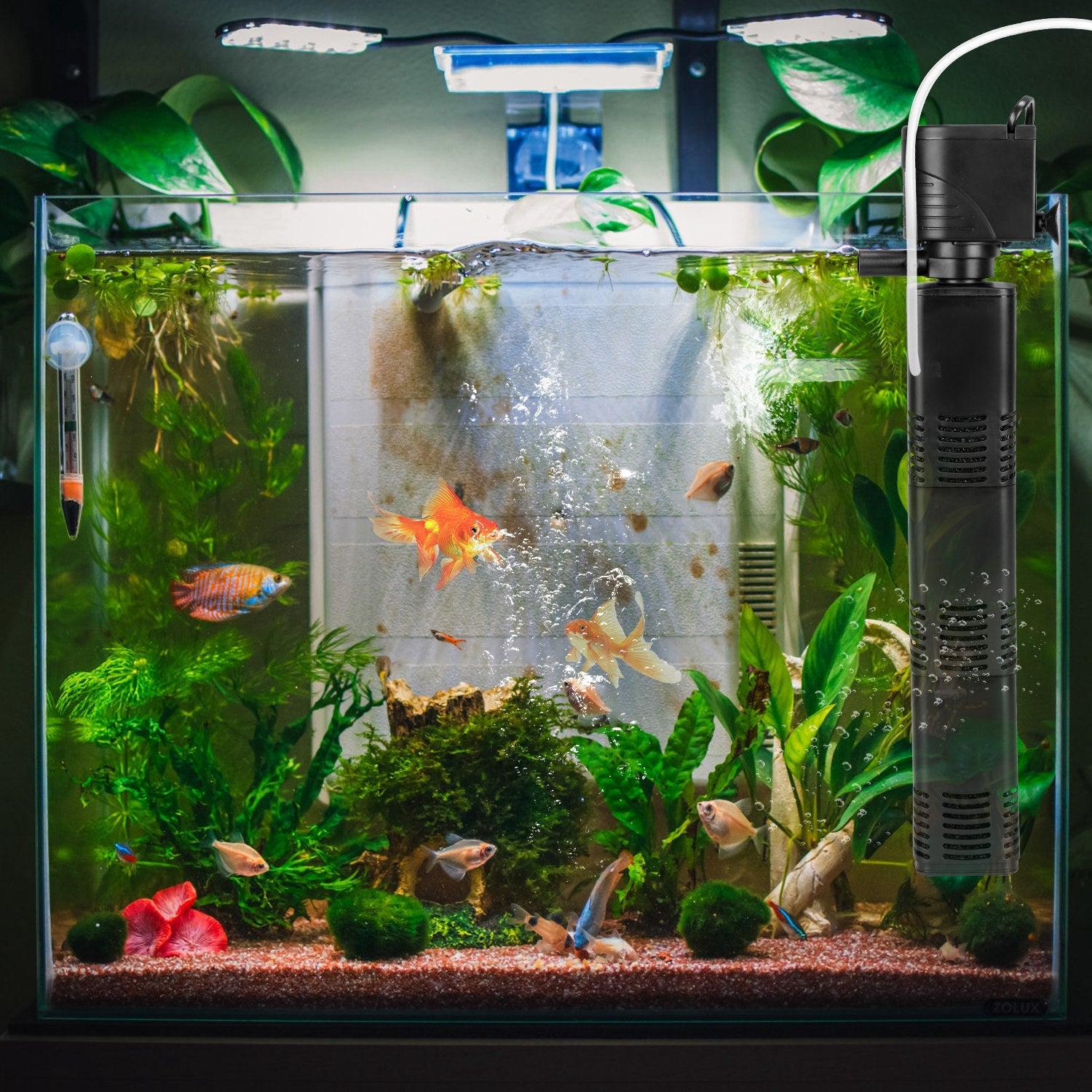 4 in 1 Submersible Aquarium Filter for 60 to 160Gallon Fish Tank Powerful Internal Fish Tank Filter with Biochemical Cotton Filter For Saltwater Fresh