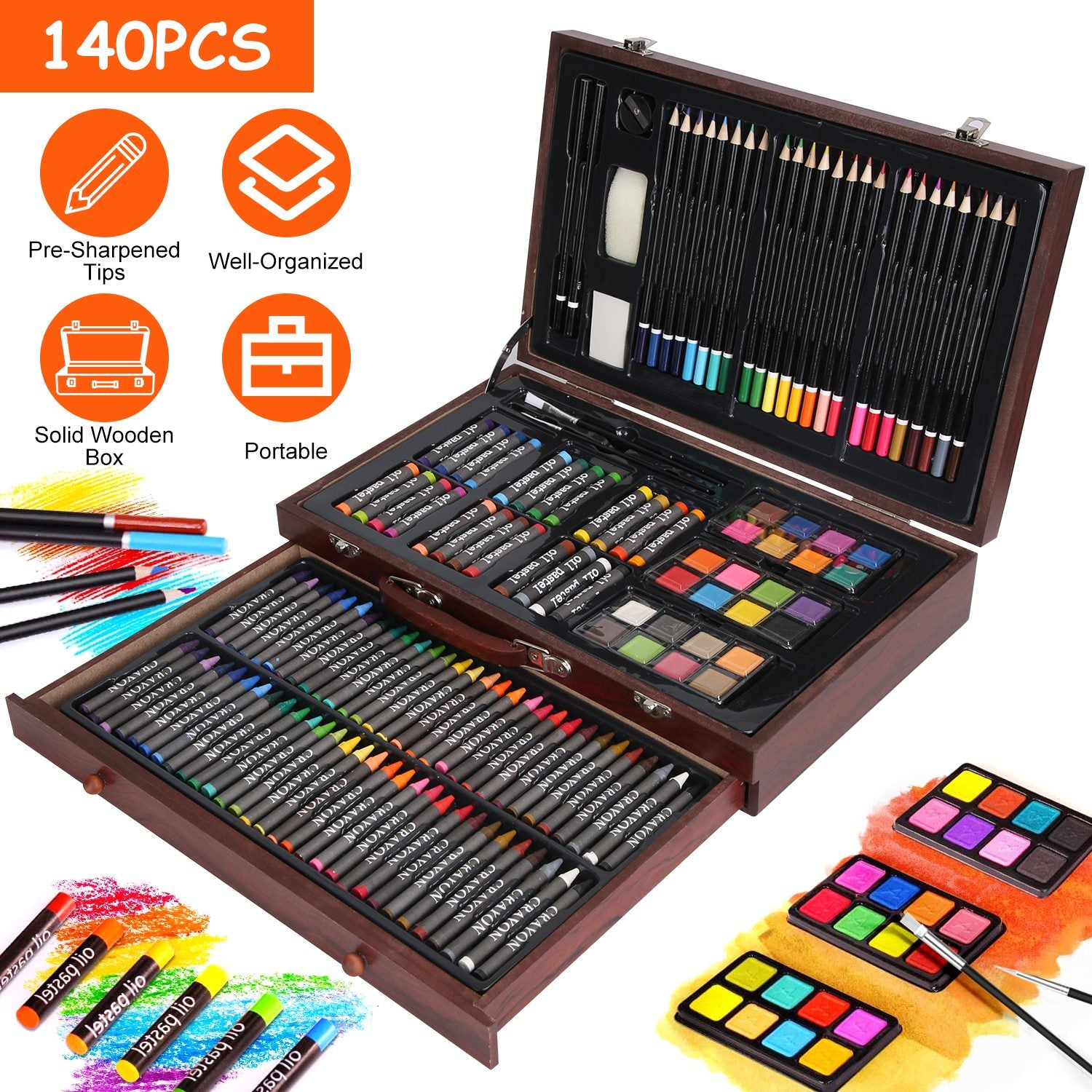 GBruno 140Pcs Art Supplies With Colored Pencils