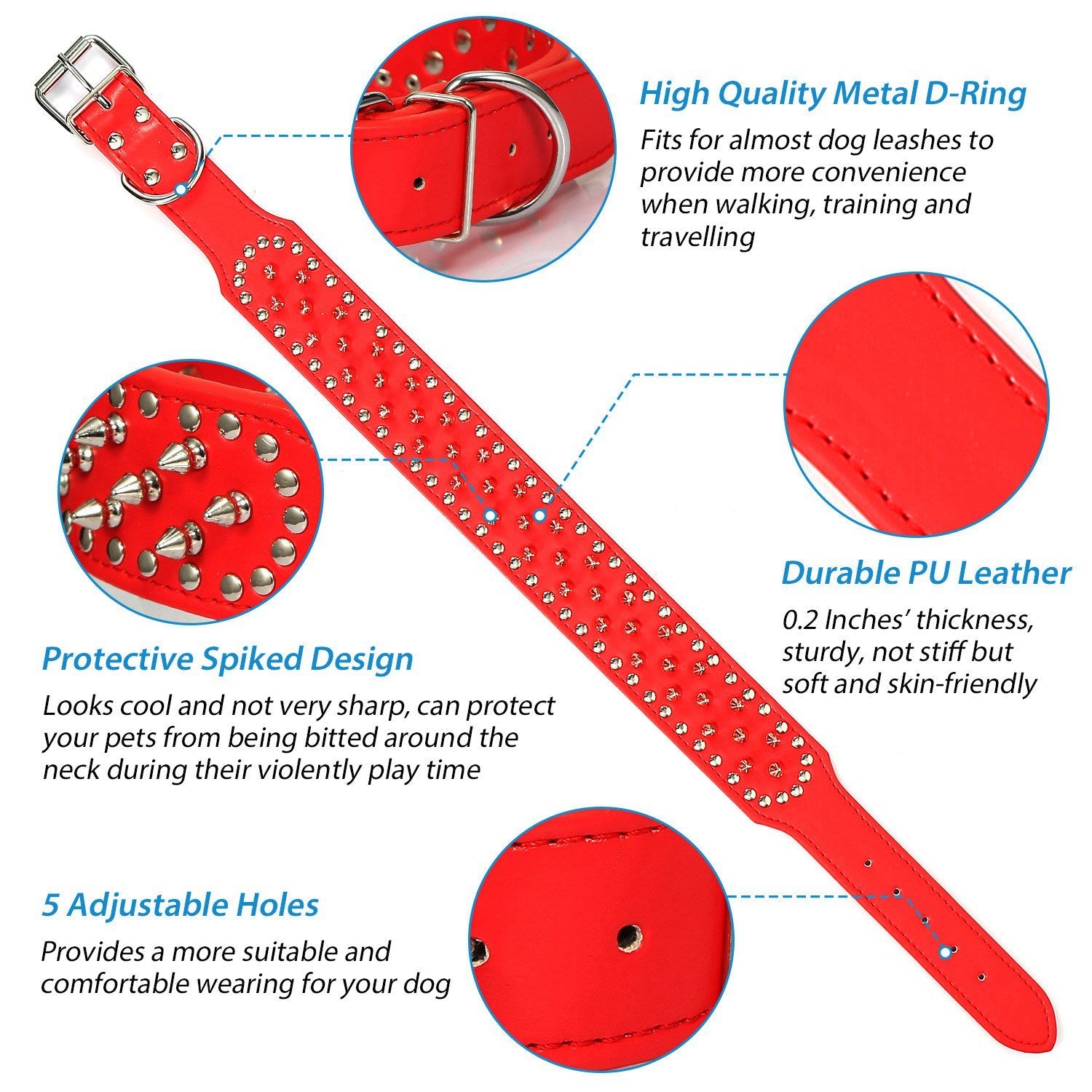 GBruno Dog Leather Collar Spiked