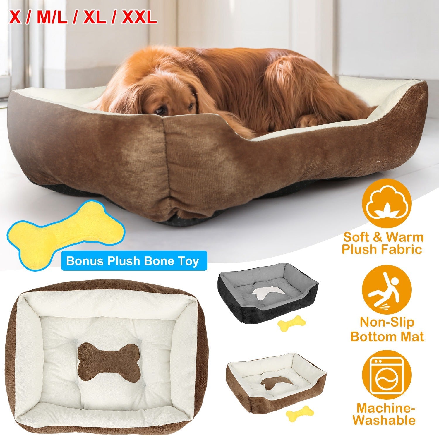 Pet Dog Bed Soft Warm Fleece Puppy Cat Bed Dog Cozy Nest Sofa Bed Cushion Mat For S/M Dog