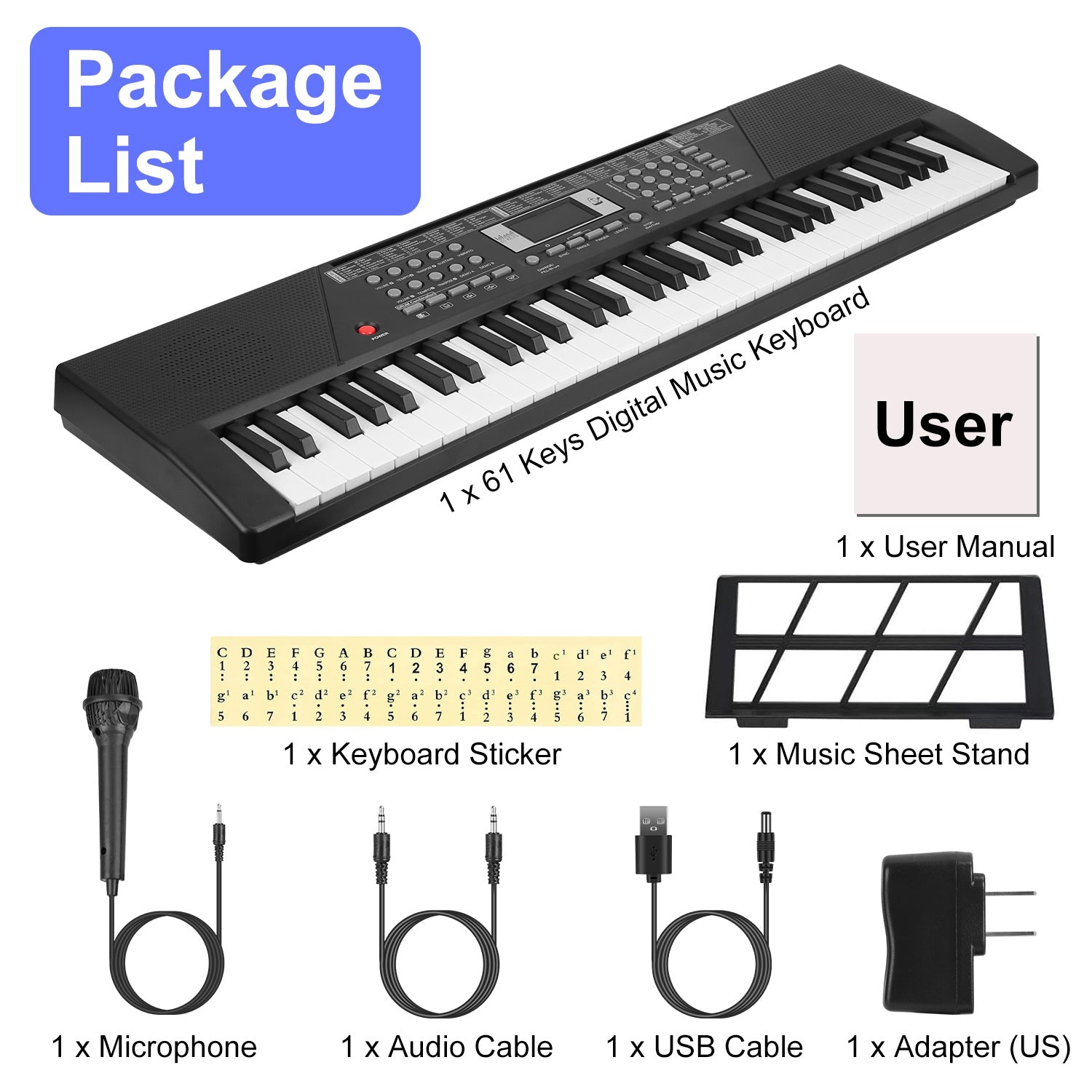 GBruno 61 Keys Digital Music Keyboard