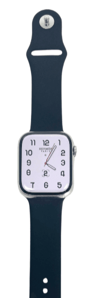 Hermes Apple Watch Series 7 GPS/ Cellular 45 mm - Stainless Steel - Black Silicone Watch Band
