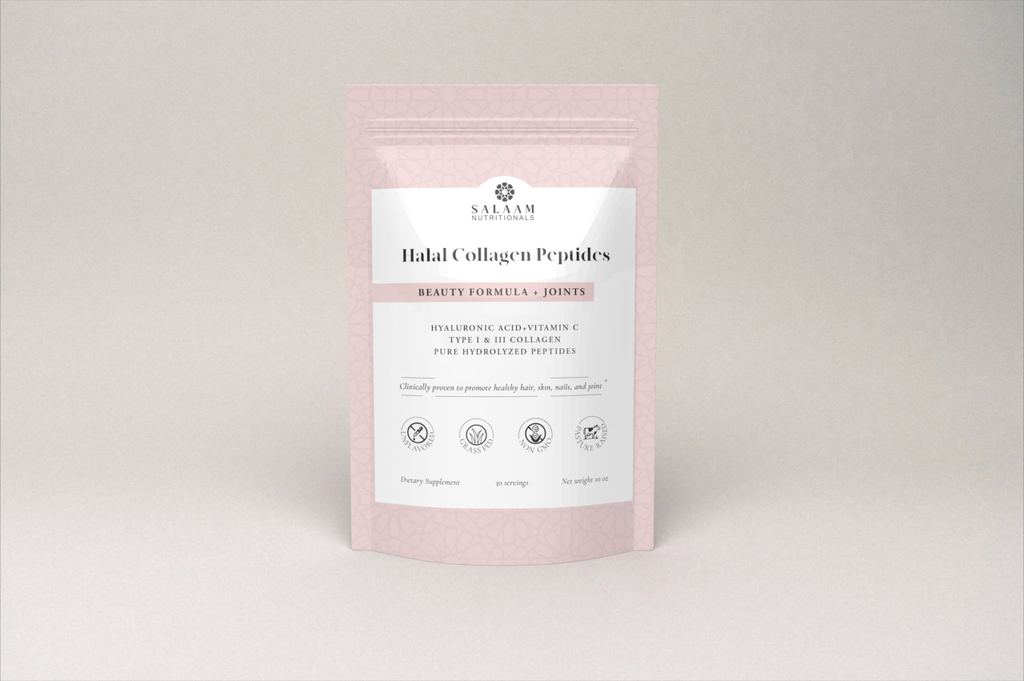 Pure Halal Collagen Hydrolyzed Peptides Type 1 & 3 Powder - With Vitamin C & Hyaluronic Acid | Salaam Nutritionals