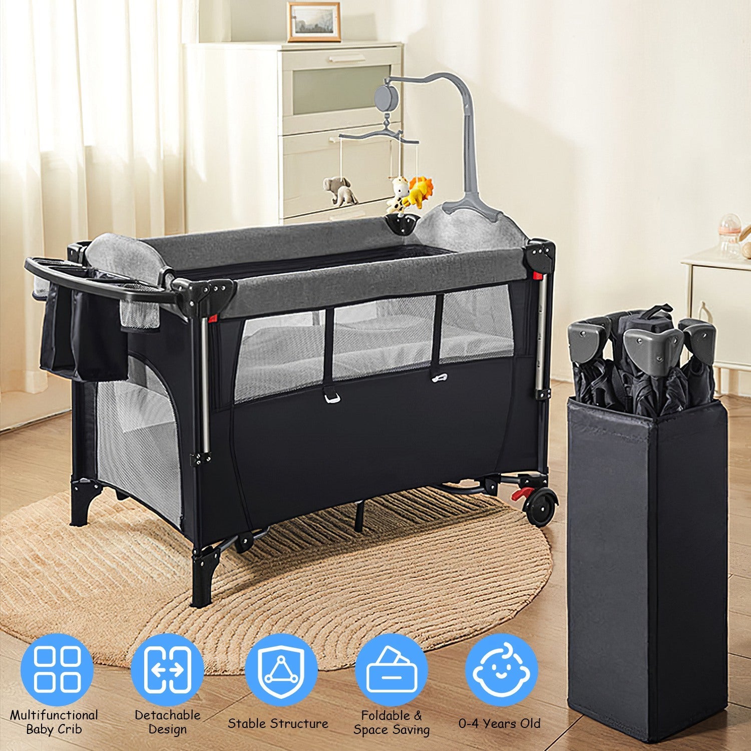 GBruno 6 In 1 Foldable Baby Crib