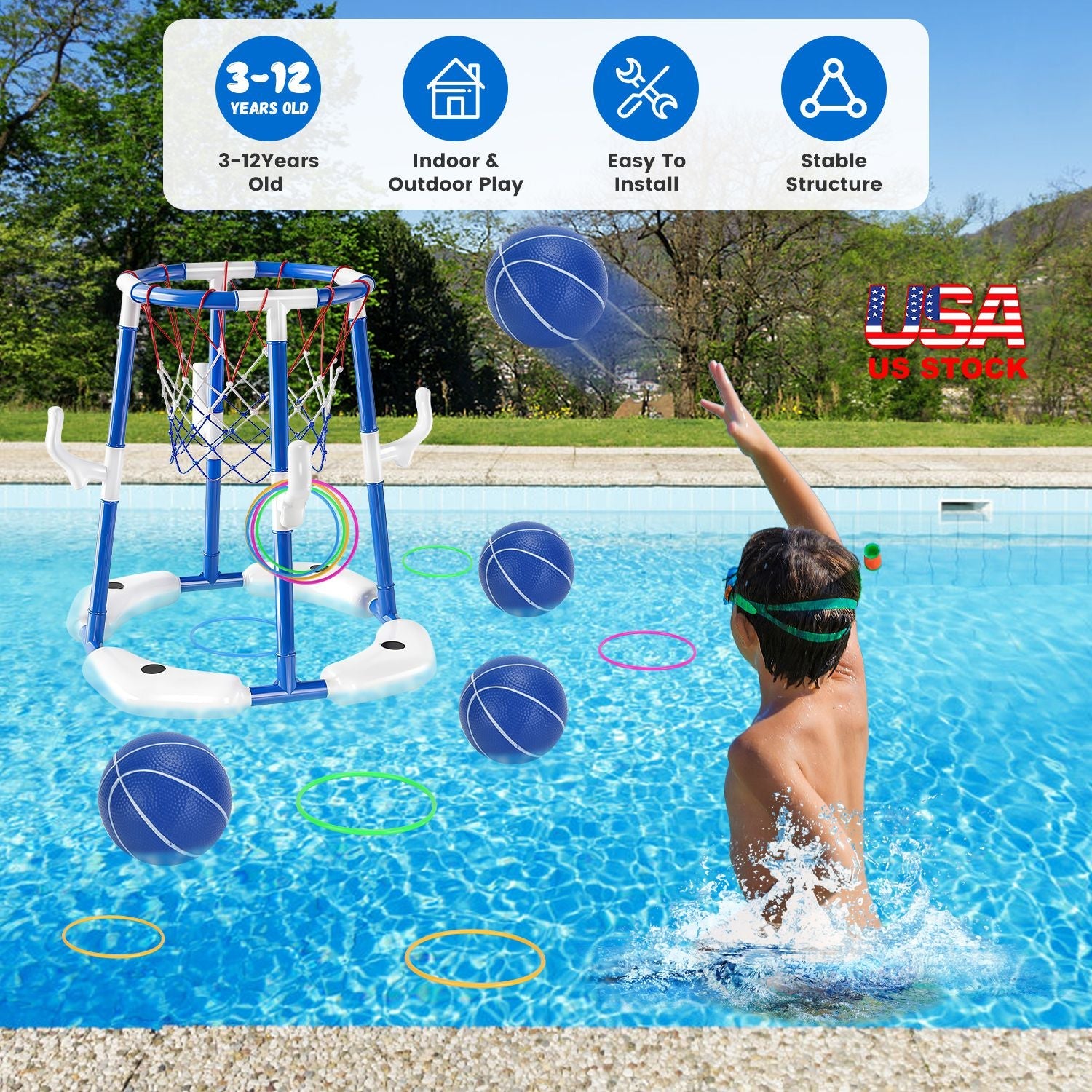 GBruno Floating Pool Basketball Game for Kids