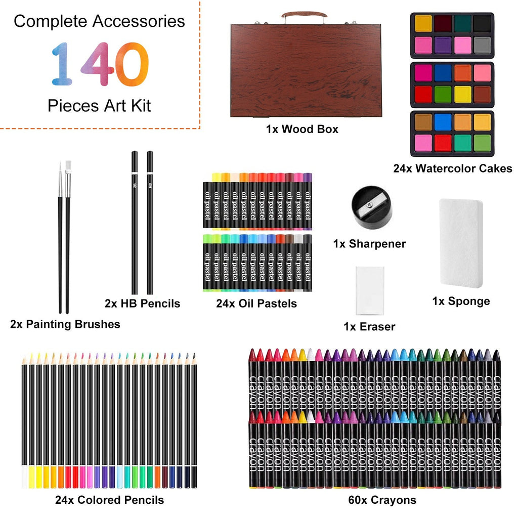 GBruno 140Pcs Art Supplies With Colored Pencils