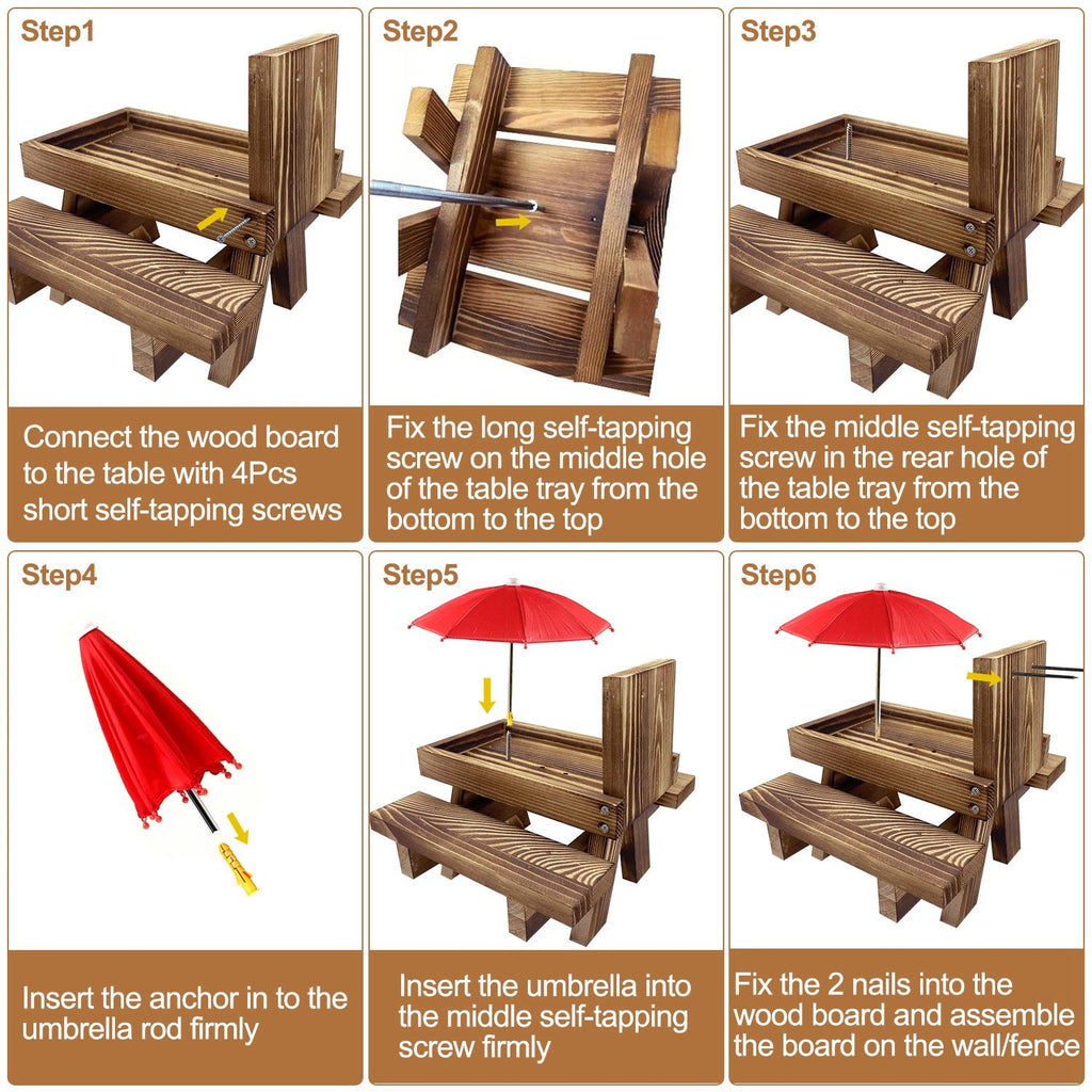 GBruno Squirrel Feeder Wooden Squirrel Picnic Table