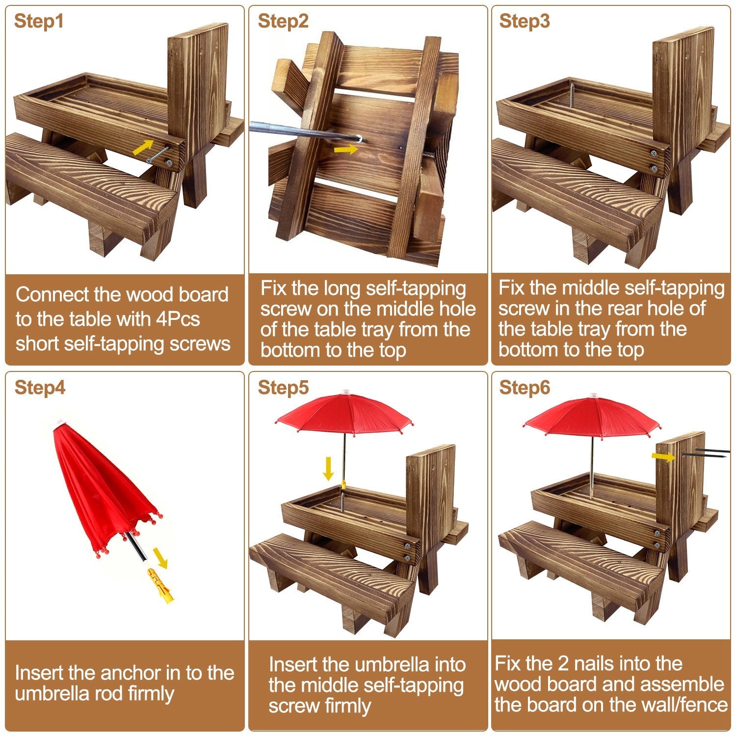 GBruno Squirrel Feeder Wooden Squirrel Picnic Table