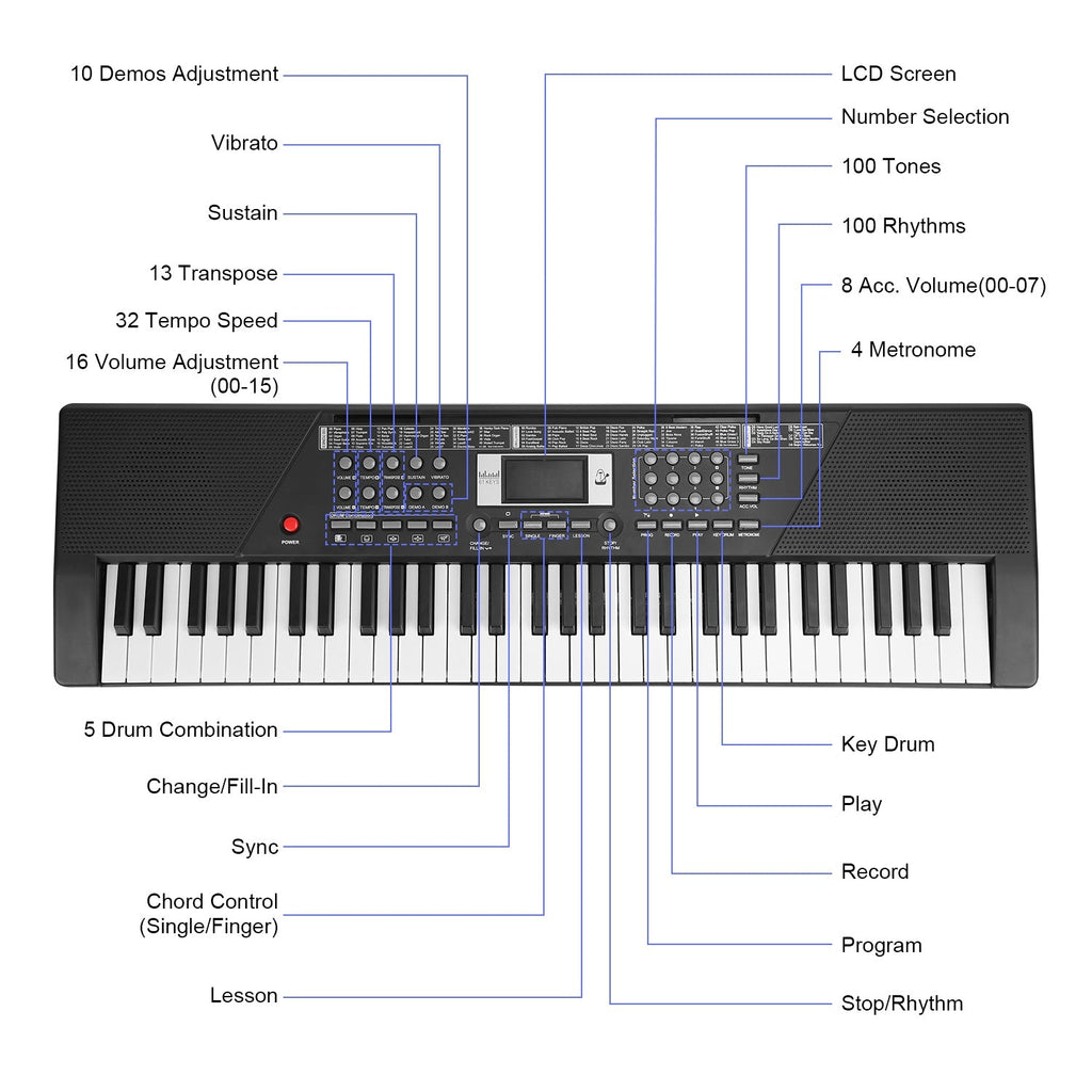 GBruno 61 Keys Digital Music Keyboard