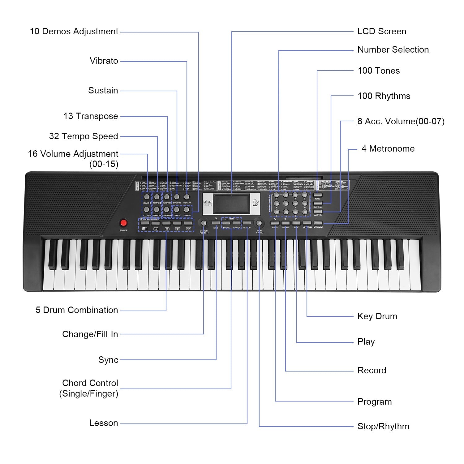 GBruno 61 Keys Digital Music Keyboard