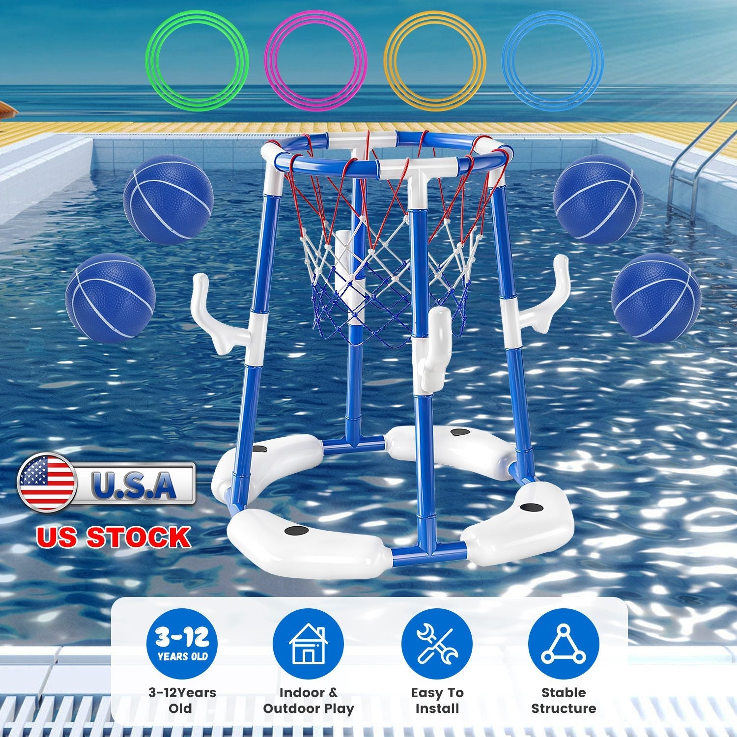 GBruno Floating Pool Basketball Game for Kids