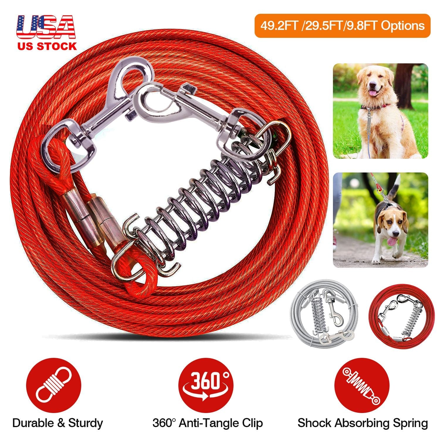 GBruno 9.8FT Dog Tie Out Cable