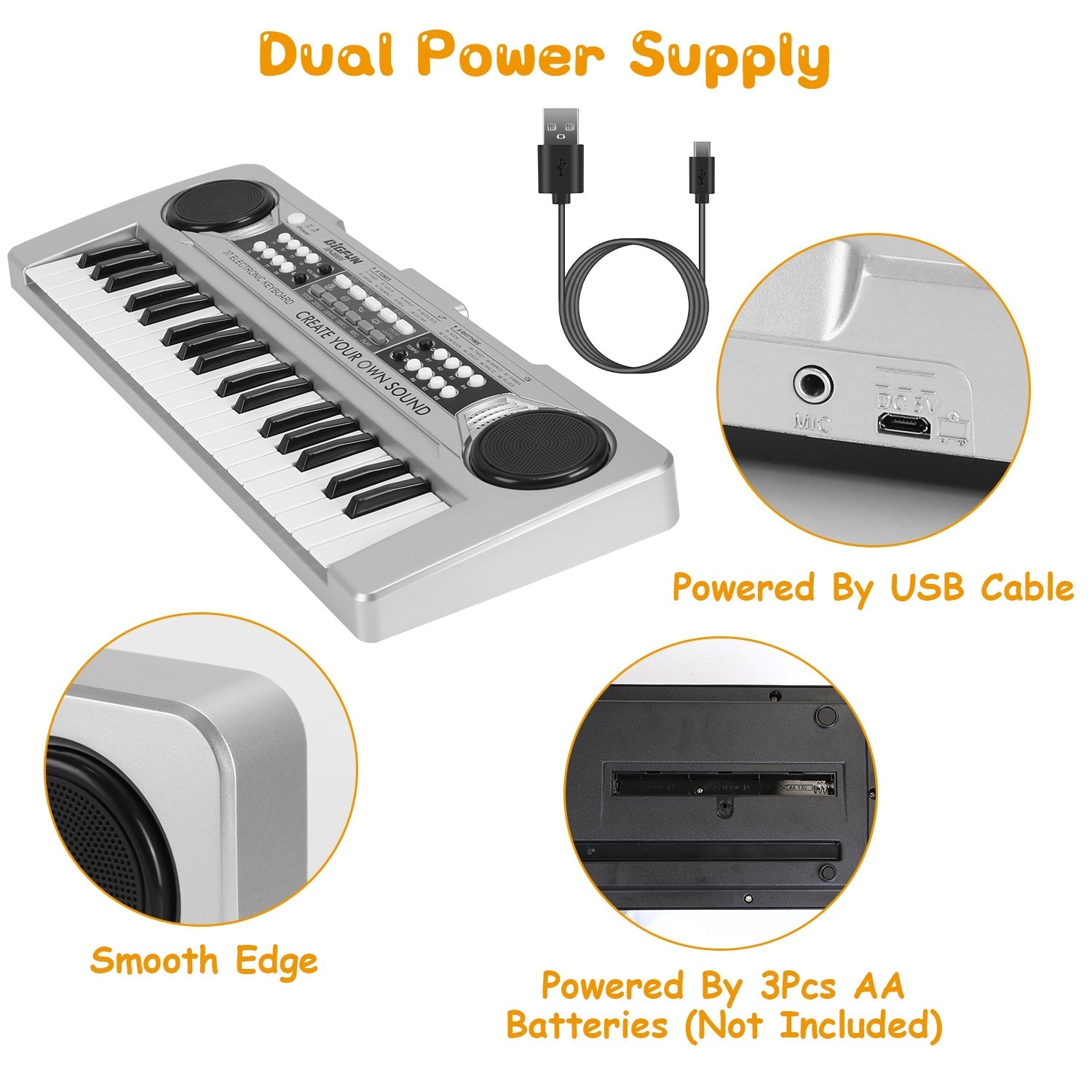 GBruno 37 Keys Digital Music Electronic Keyboard