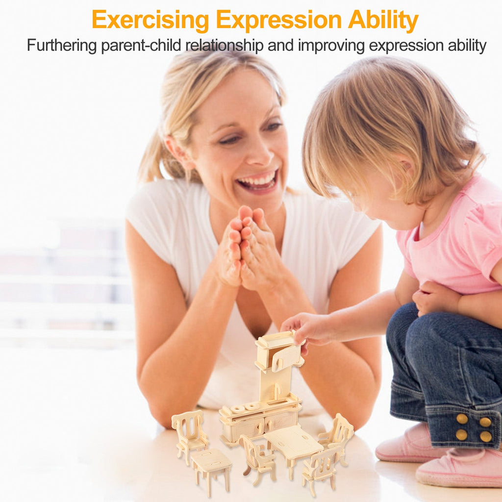 GBruno 3D Wooden Dollhouse Furniture Puzzles