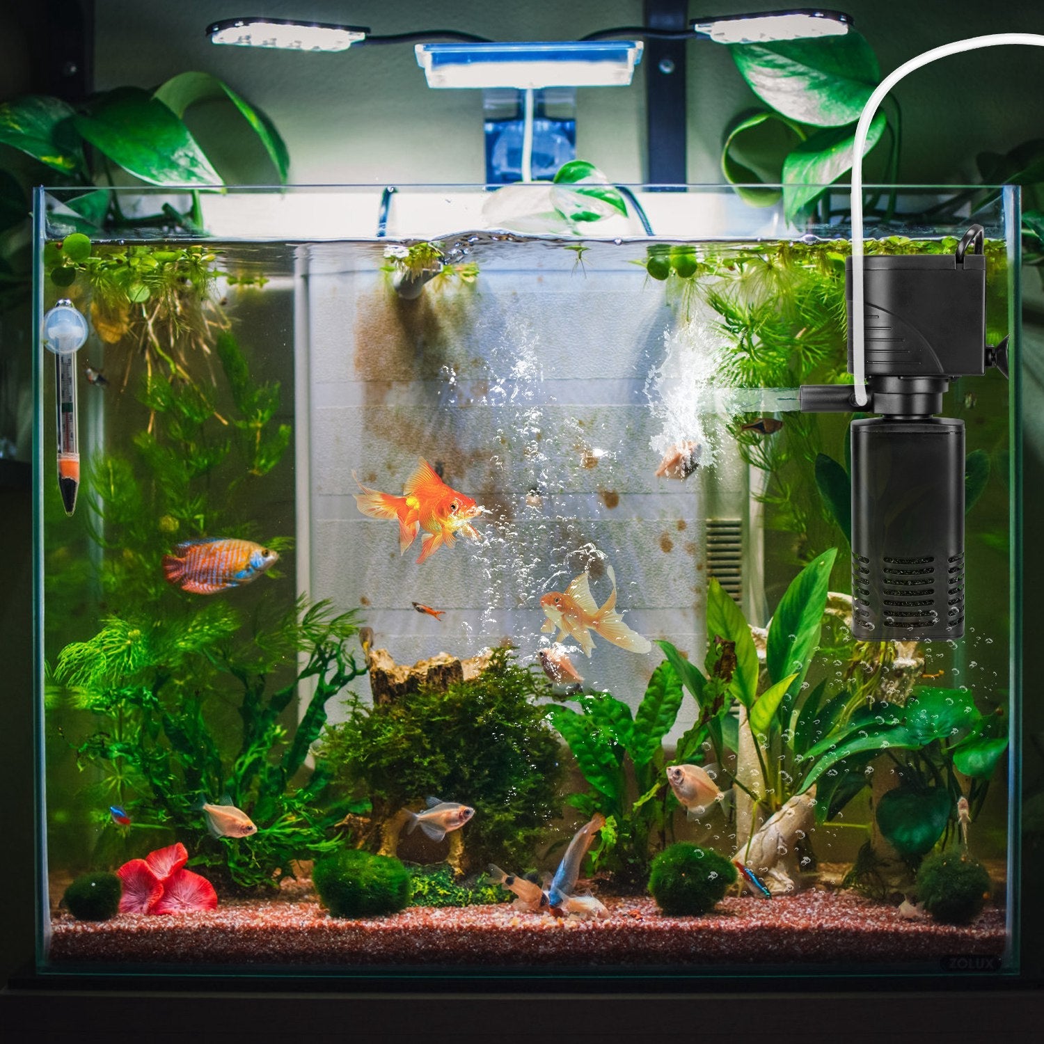 4 in 1 Submersible Aquarium Filter for 60 to 160Gallon Fish Tank Powerful Internal Fish Tank Filter with Biochemical Cotton Filter For Saltwater Fresh