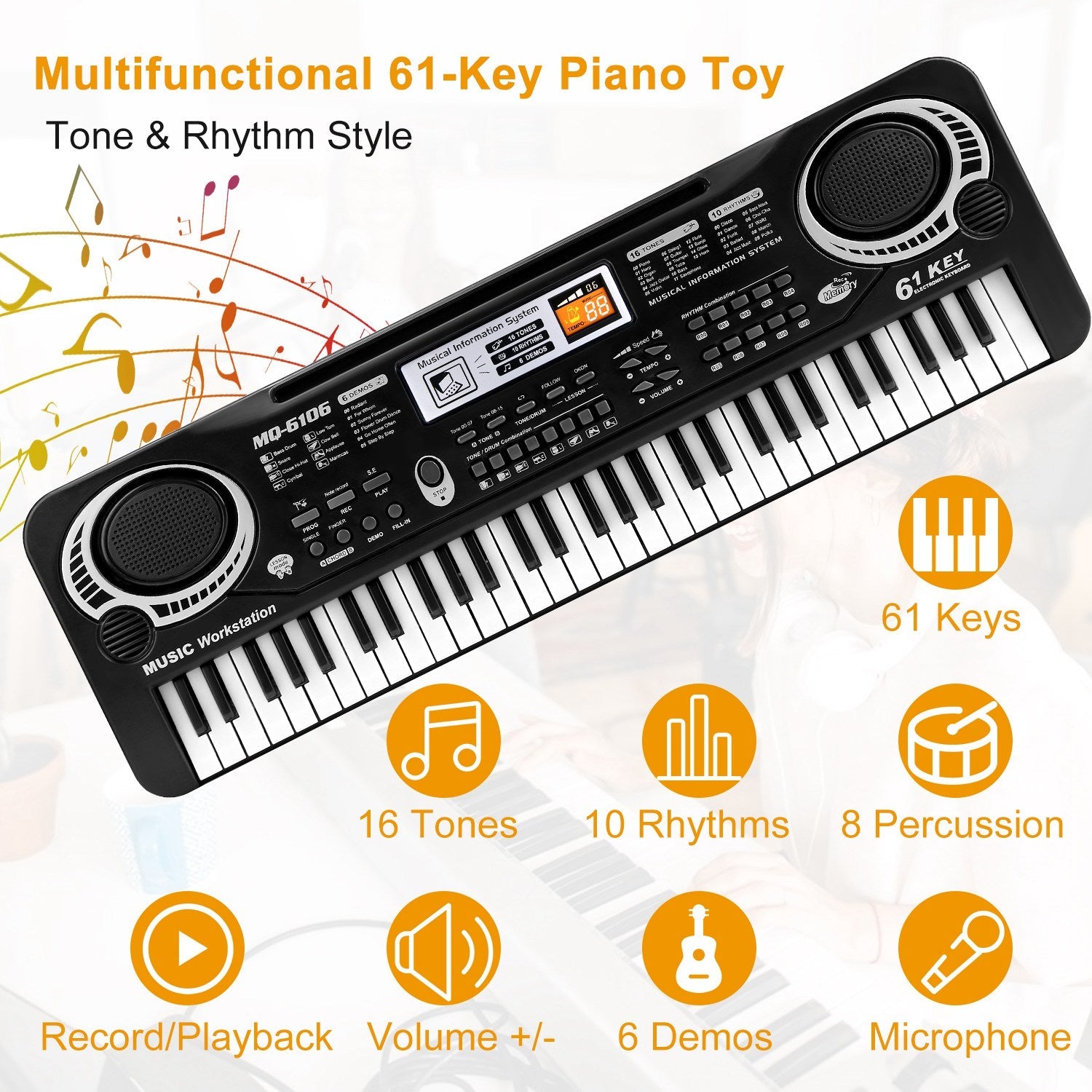 GBruno 61 Keys Electronic Keyboard