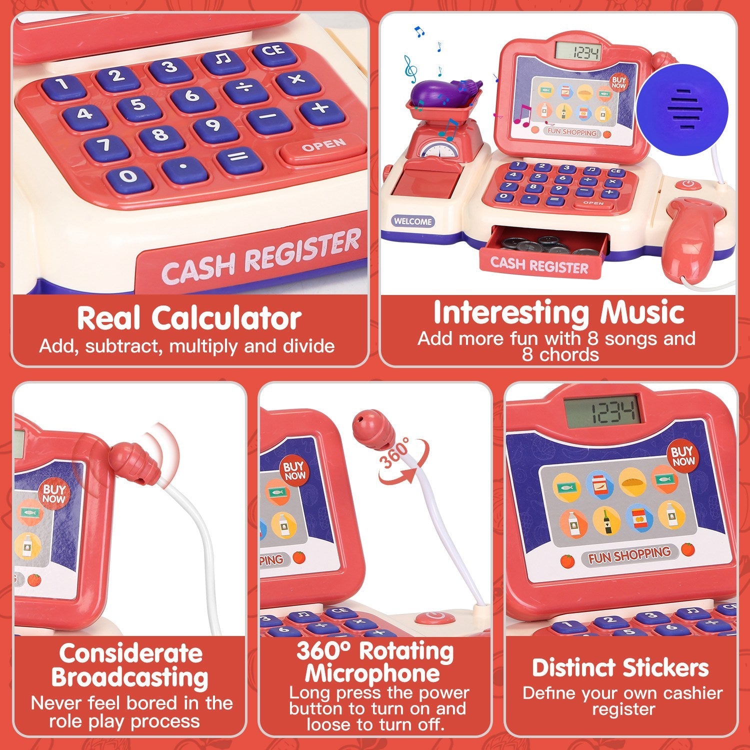 GBruno Cash Register Pretend Play Cashier Toy