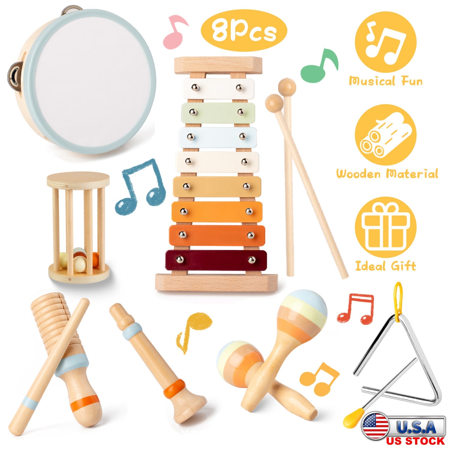 GBruno 8Pcs Toddler Musical Toys