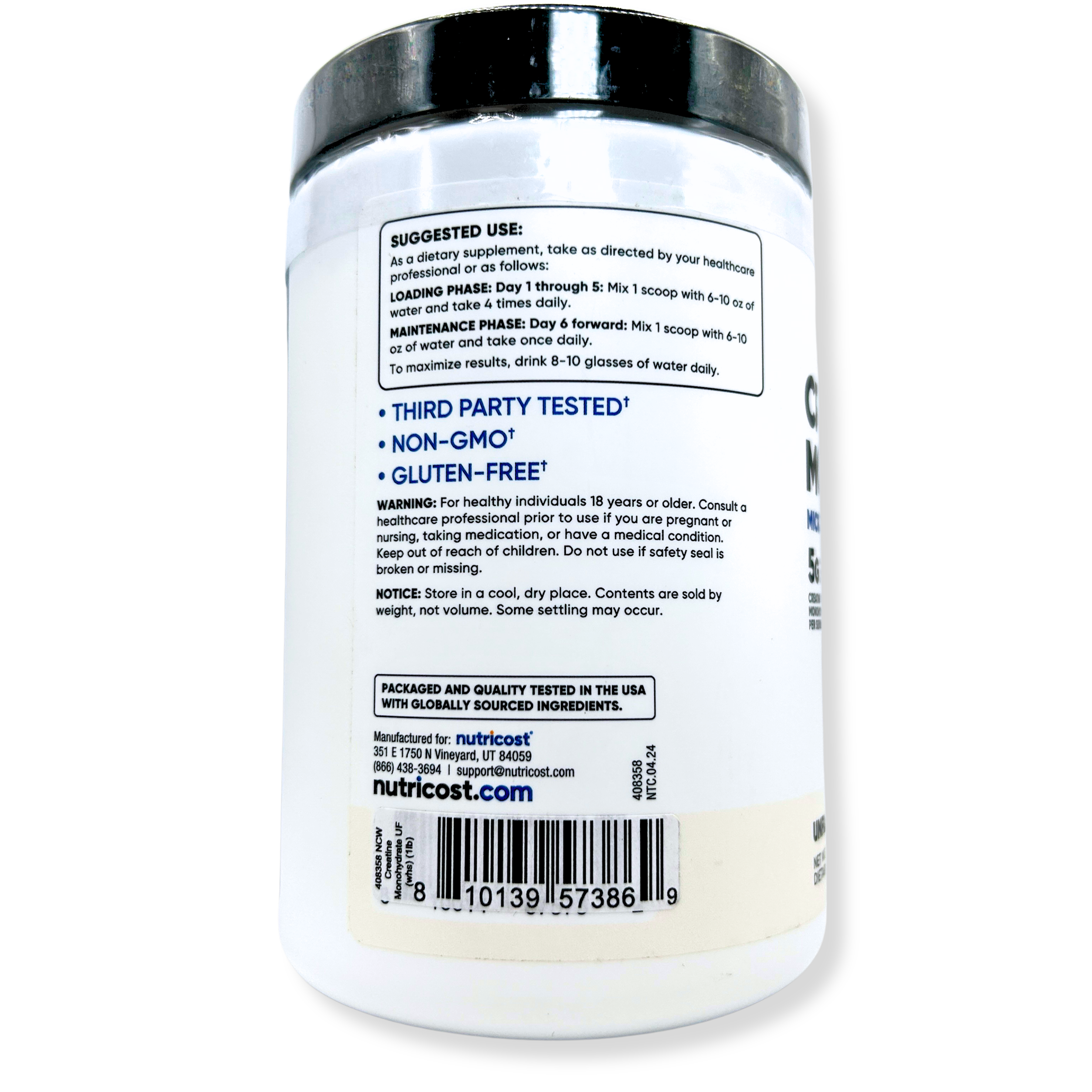 Nutricost Creatine Monohydrate Powder 5g – 1LB Unflavored