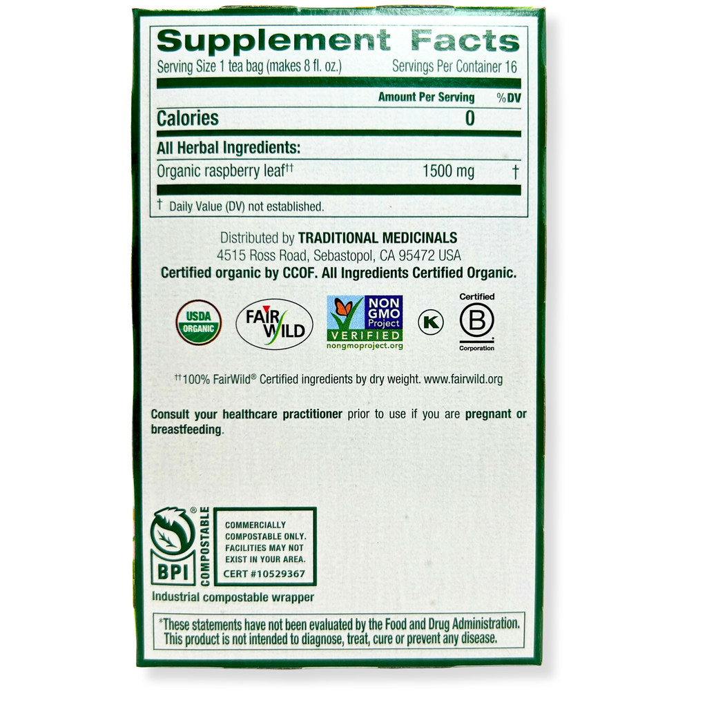 Traditional Medicinals Raspberry Leaf Tea – Women’s Wellness – 16 Bags