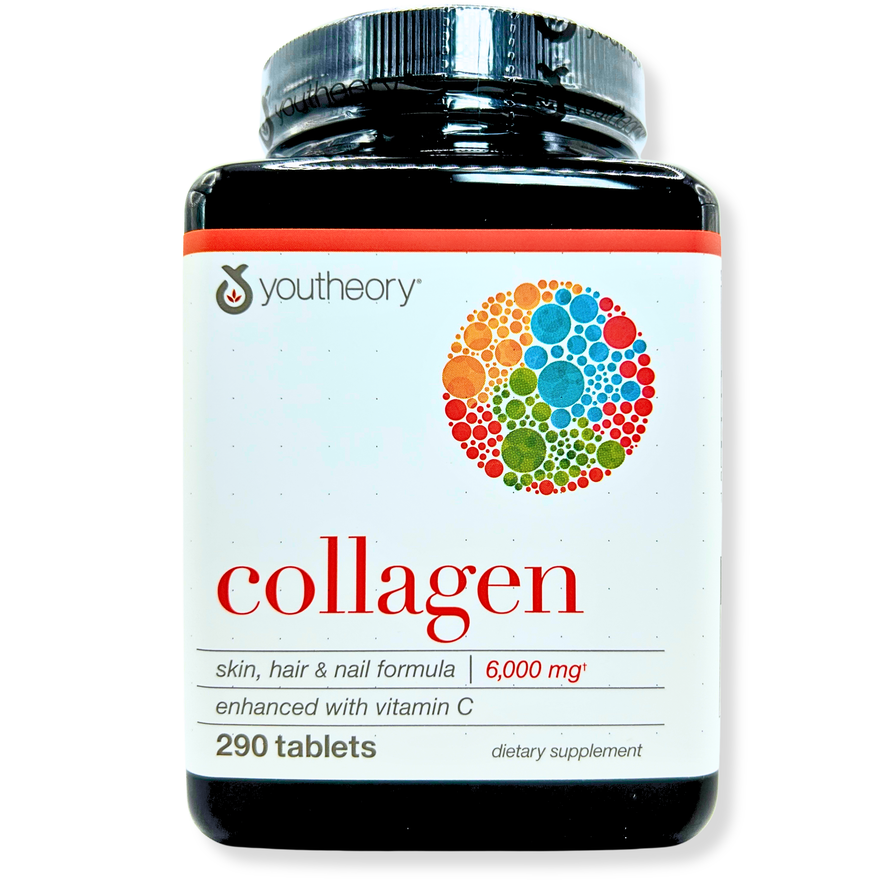 Youtheory Collagen 6000mg with Vitamin C – Hair, Skin & Nail Support – 290 Tabs